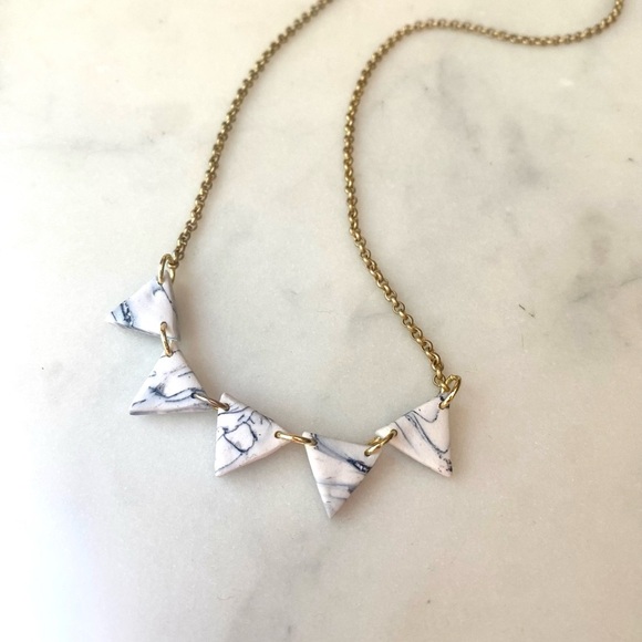 Handmade Polymer Clay Marble and gold chain necklace - Picture 3 of 6